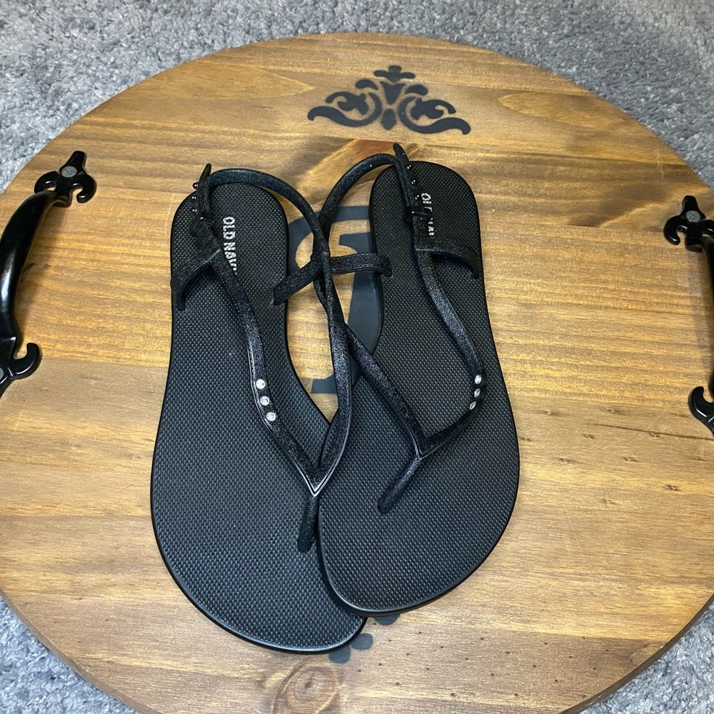Black Jeweled Sandals